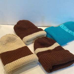 NWOT Hand-Knit Set of 4 Winter Hats